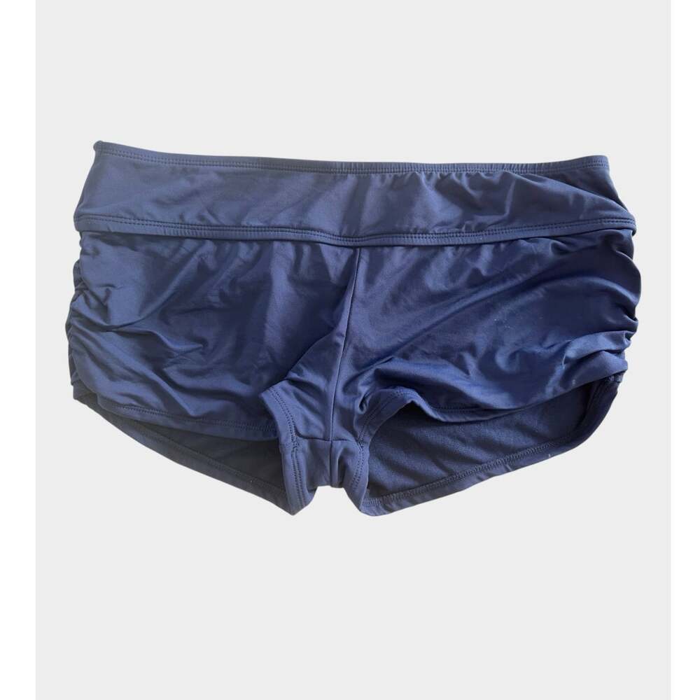 Munah Full Coverage Hipster Boy Short Large NEW NWT Navy Blue Ruched Sides